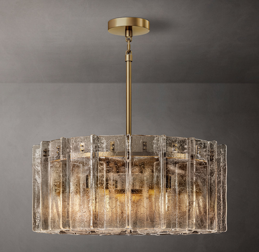 Rippled Smoke Glass Lattice Chandelier