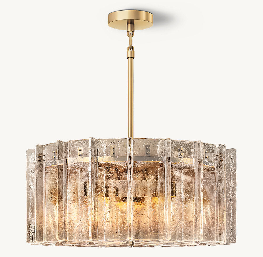 Rippled Smoke Glass Lattice Chandelier
