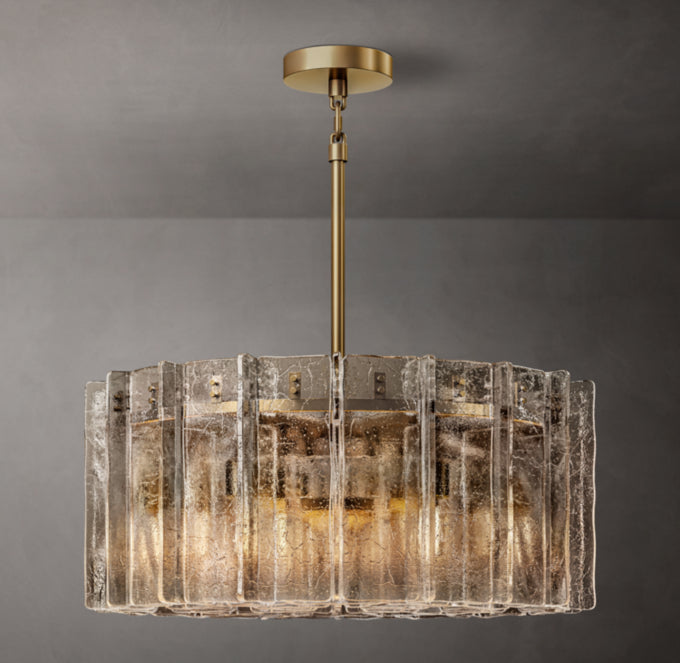 Rippled Smoke Glass Lattice Chandelier