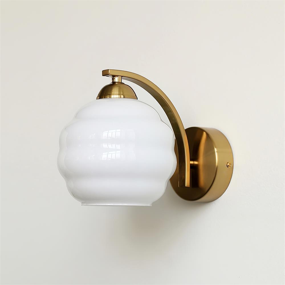 Riviera Art Deco Glass Wall Light / Set of 2 / Gold+Beige