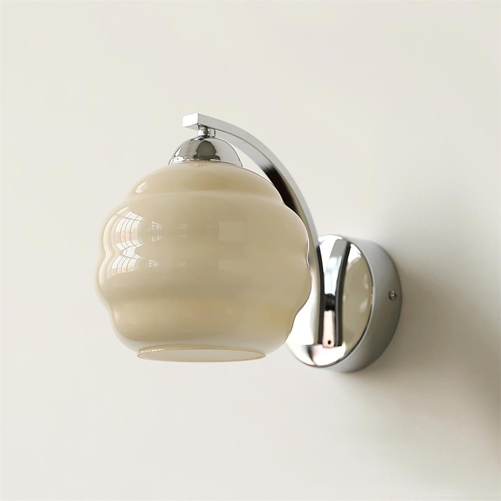 Riviera Art Deco Glass Wall Light / Set of 2 / Gold+White
