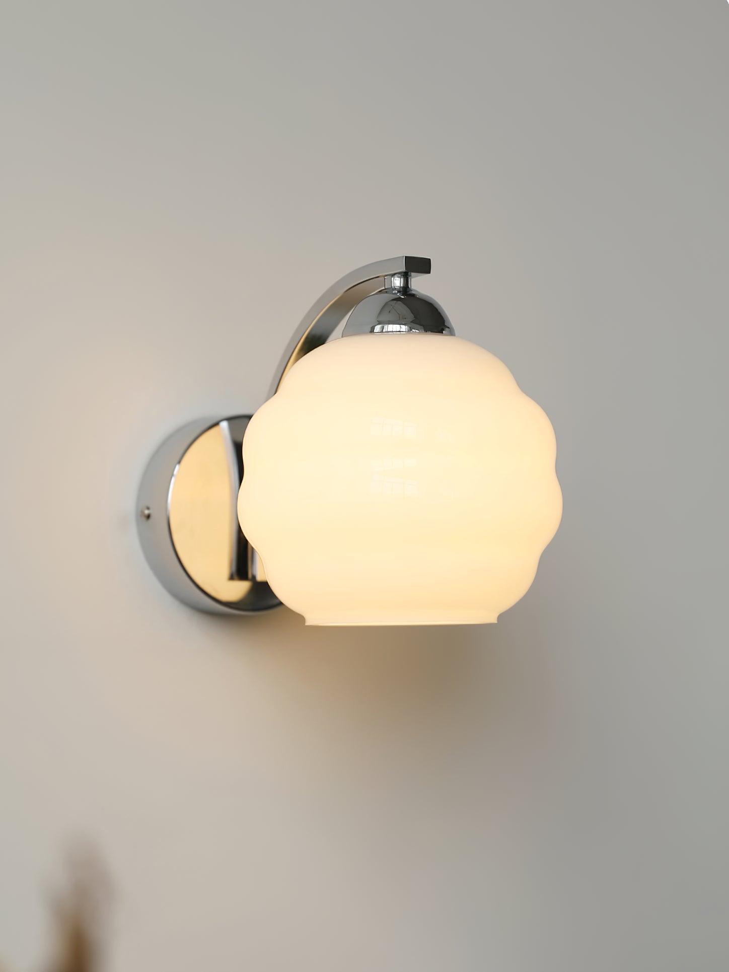 Riviera Art Deco Glass Wall Light / Set of 2 / Chrome+Beige