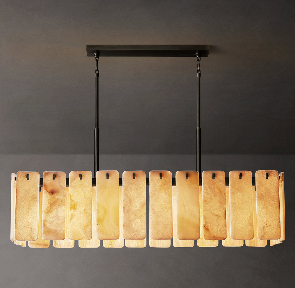 Rounded Onyx Panel Island Chandelier