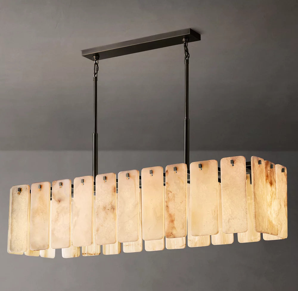 Rounded Onyx Panel Island Chandelier
