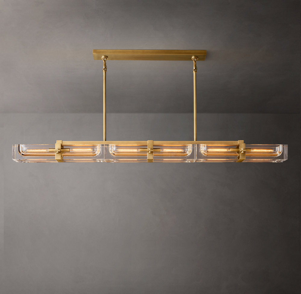 Sand-Cast Brass Crystal Beam Chandelier