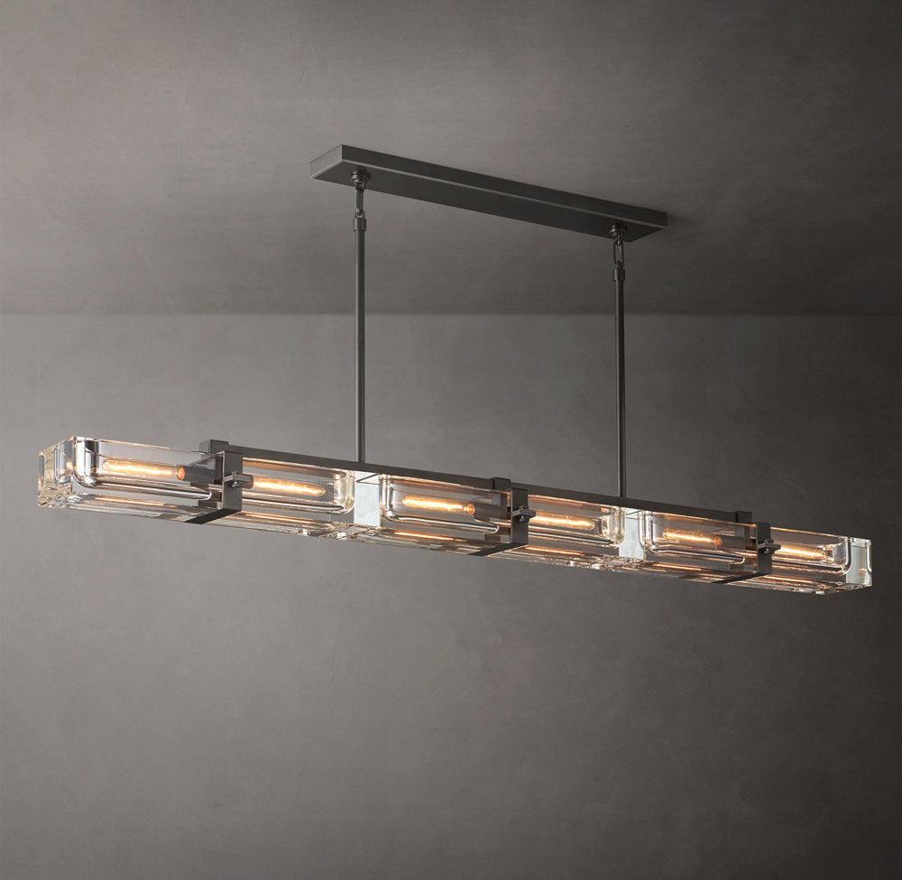 Sand-Cast Brass Crystal Beam Chandelier