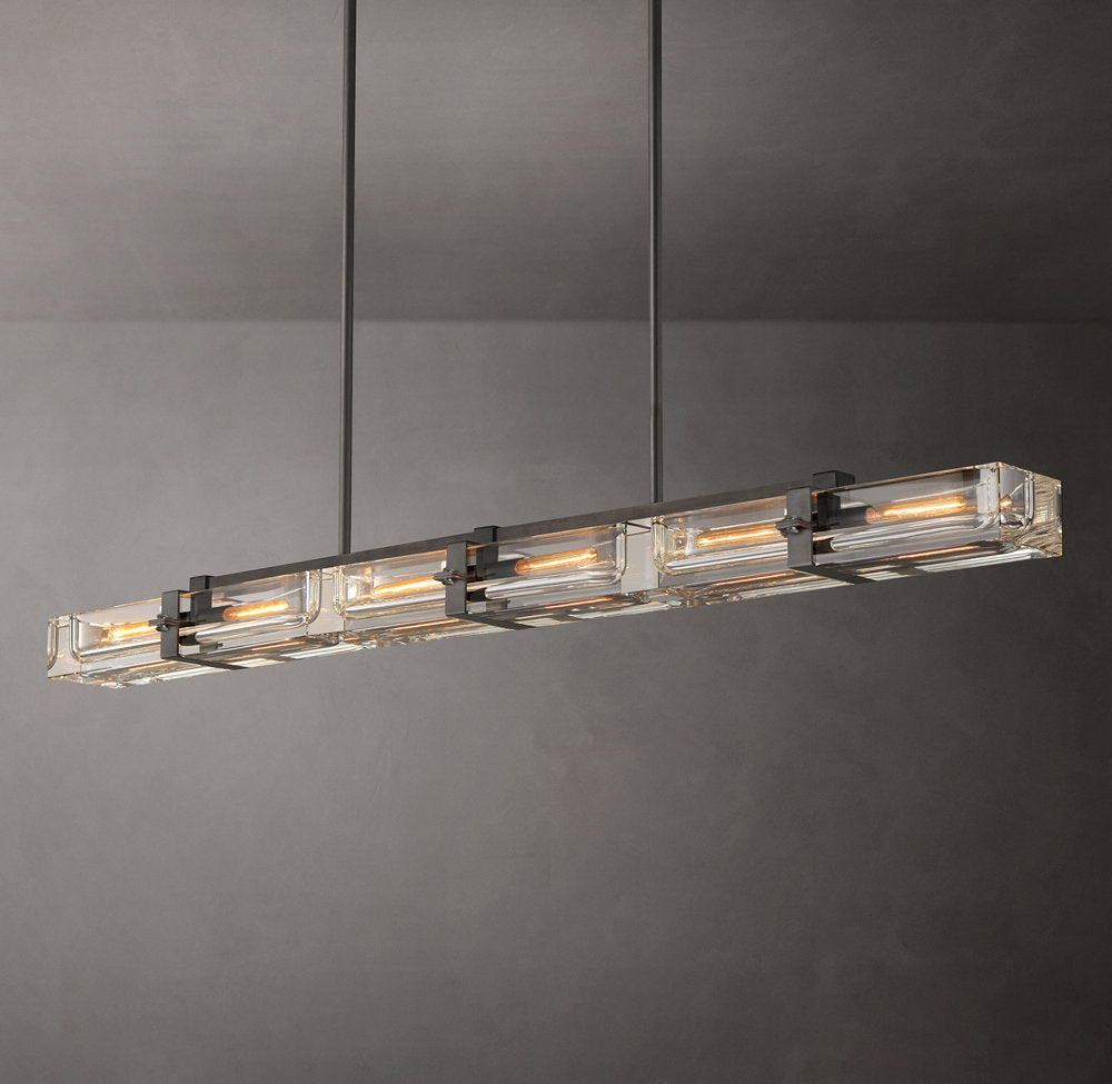 Sand-Cast Brass Crystal Beam Chandelier