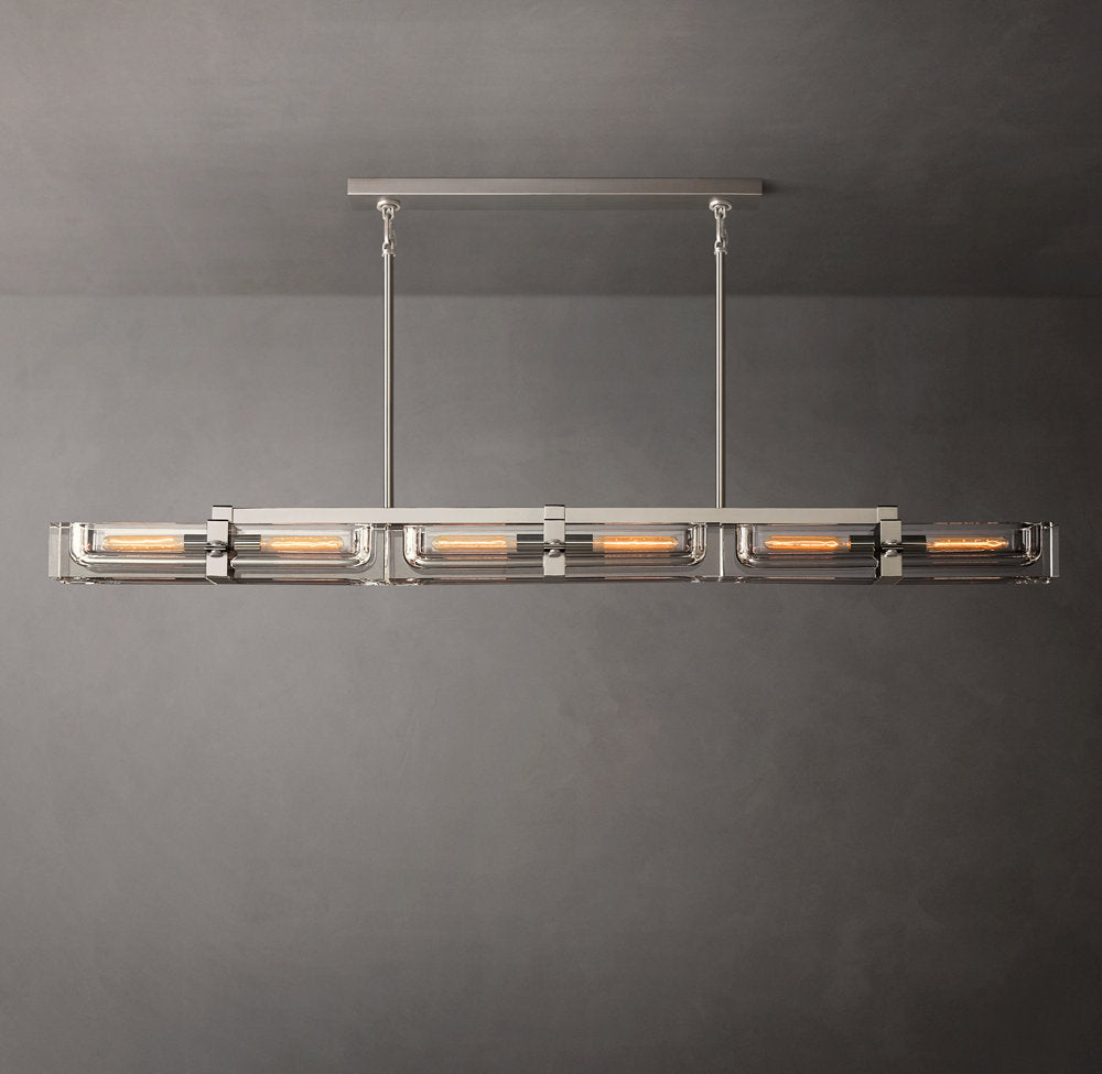 Sand-Cast Brass Crystal Beam Chandelier