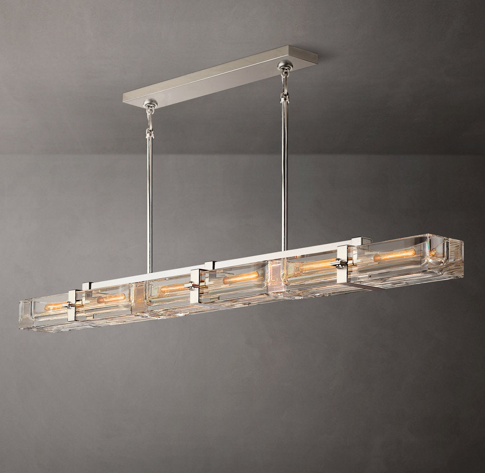 Sand-Cast Brass Crystal Beam Chandelier