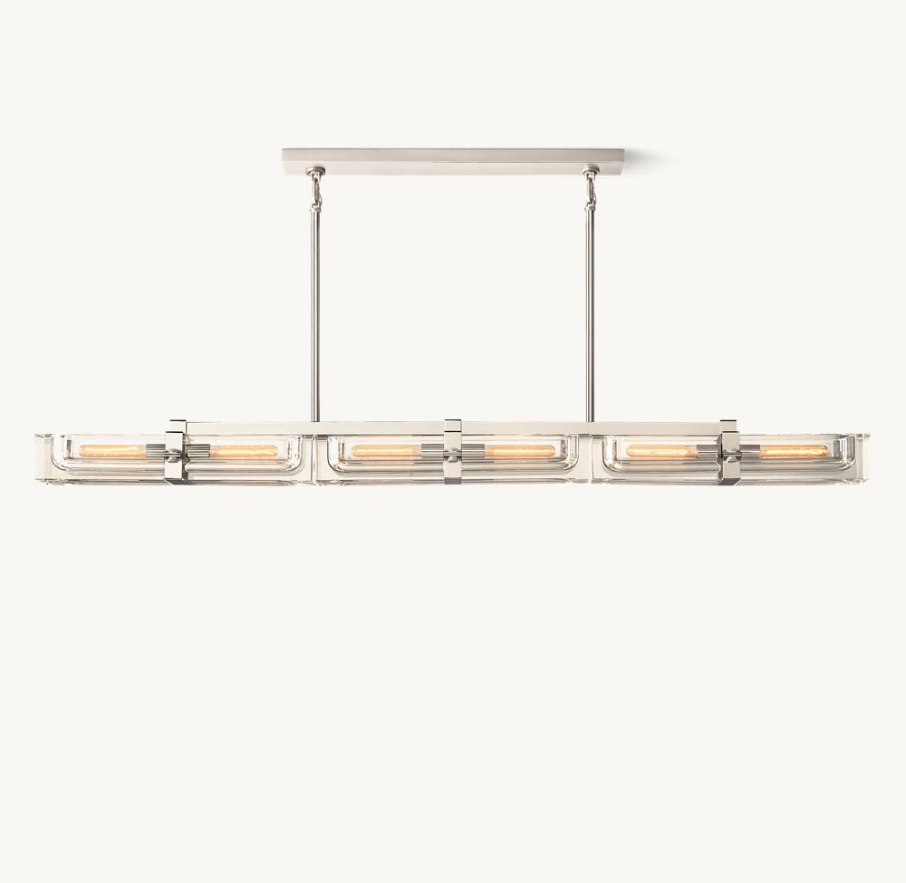 Sand-Cast Brass Crystal Beam Chandelier