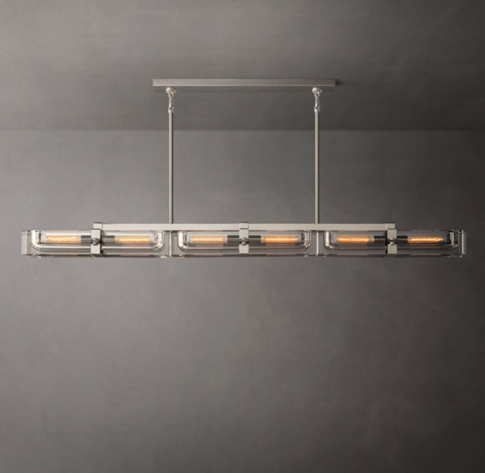 Sand-Cast Brass Crystal Beam Chandelier