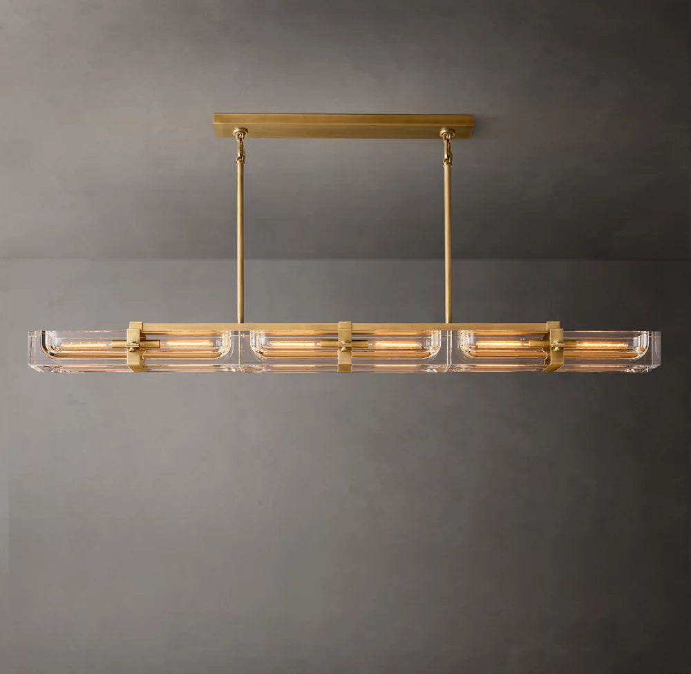 Sand-Cast Brass Crystal Beam Chandelier