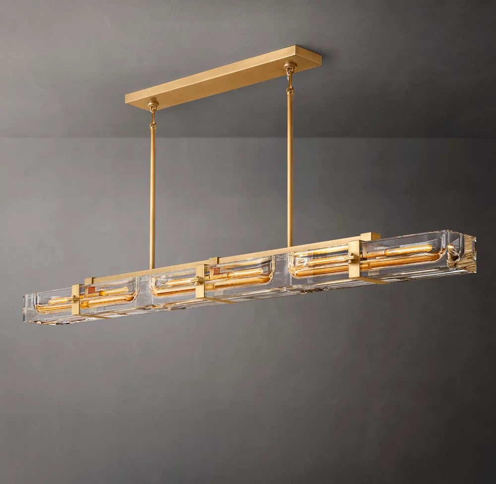 Sand-Cast Brass Crystal Beam Chandelier
