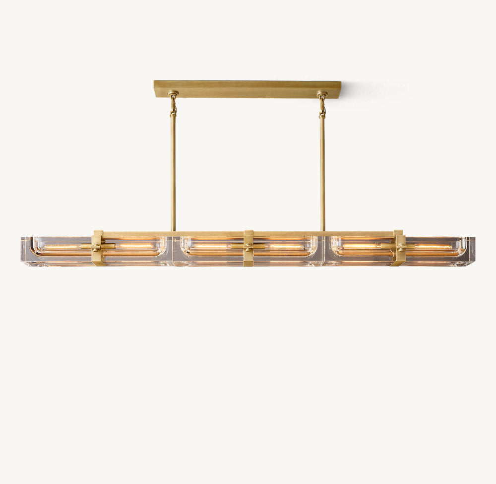 Sand-Cast Brass Crystal Beam Chandelier