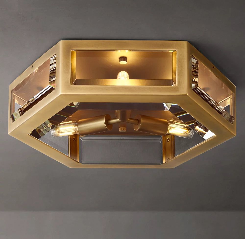 Sand-Cast Crystal Low-Profile Flush Mount