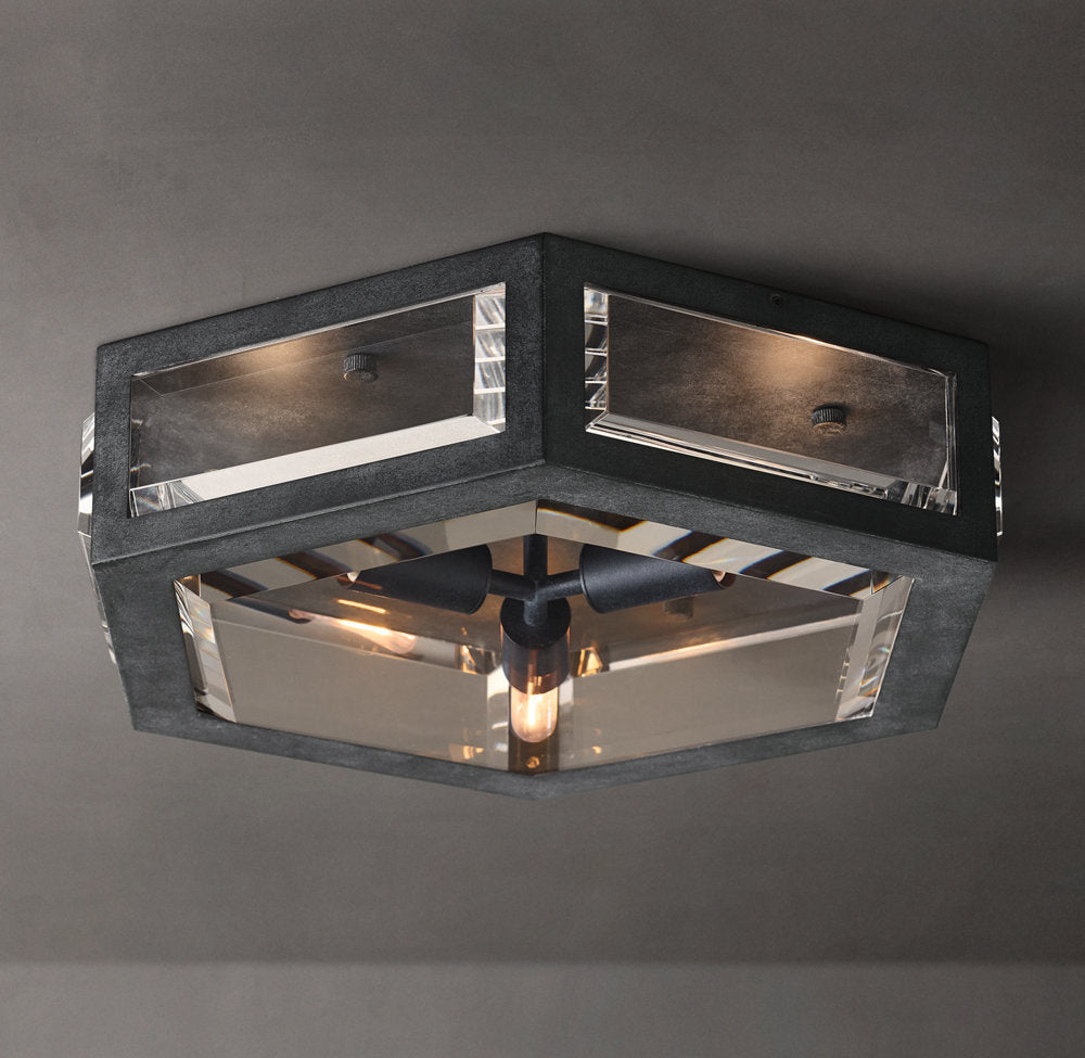 Sand-Cast Crystal Low-Profile Flush Mount