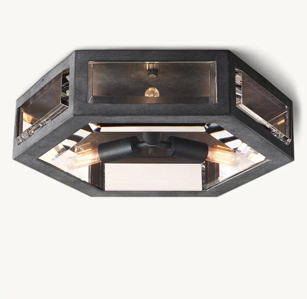 Sand-Cast Crystal Low-Profile Flush Mount