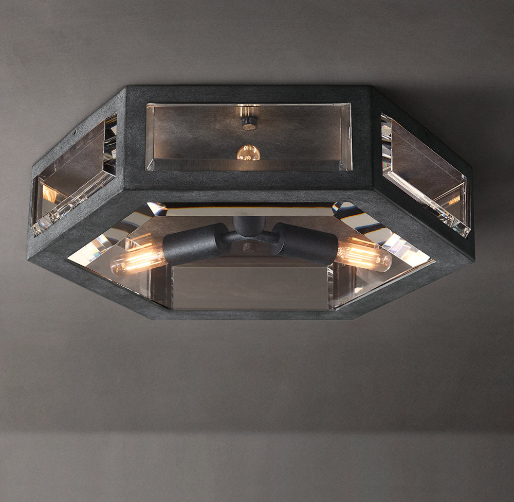 Sand-Cast Crystal Low-Profile Flush Mount