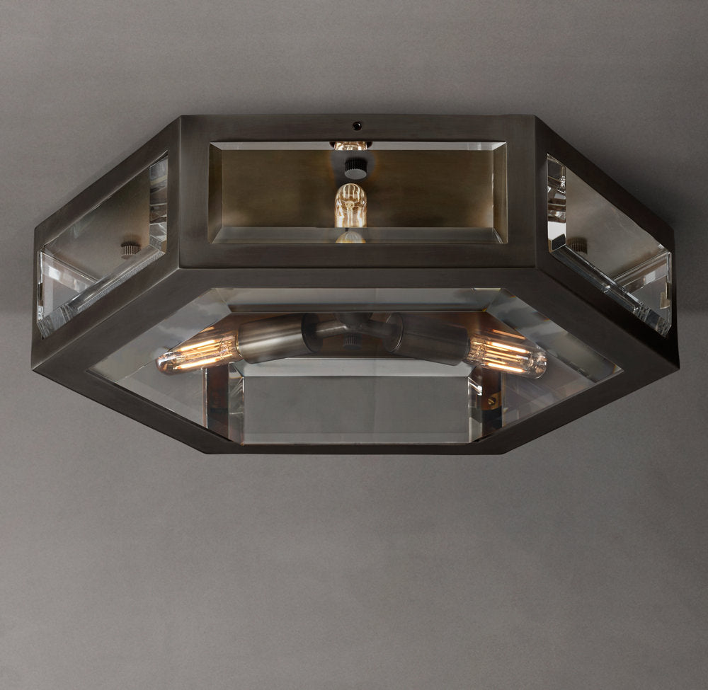 Sand-Cast Crystal Low-Profile Flush Mount