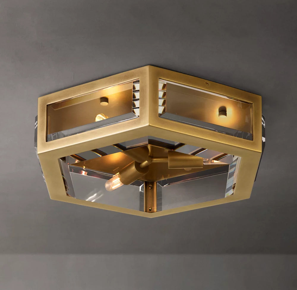 Sand-Cast Crystal Low-Profile Flush Mount