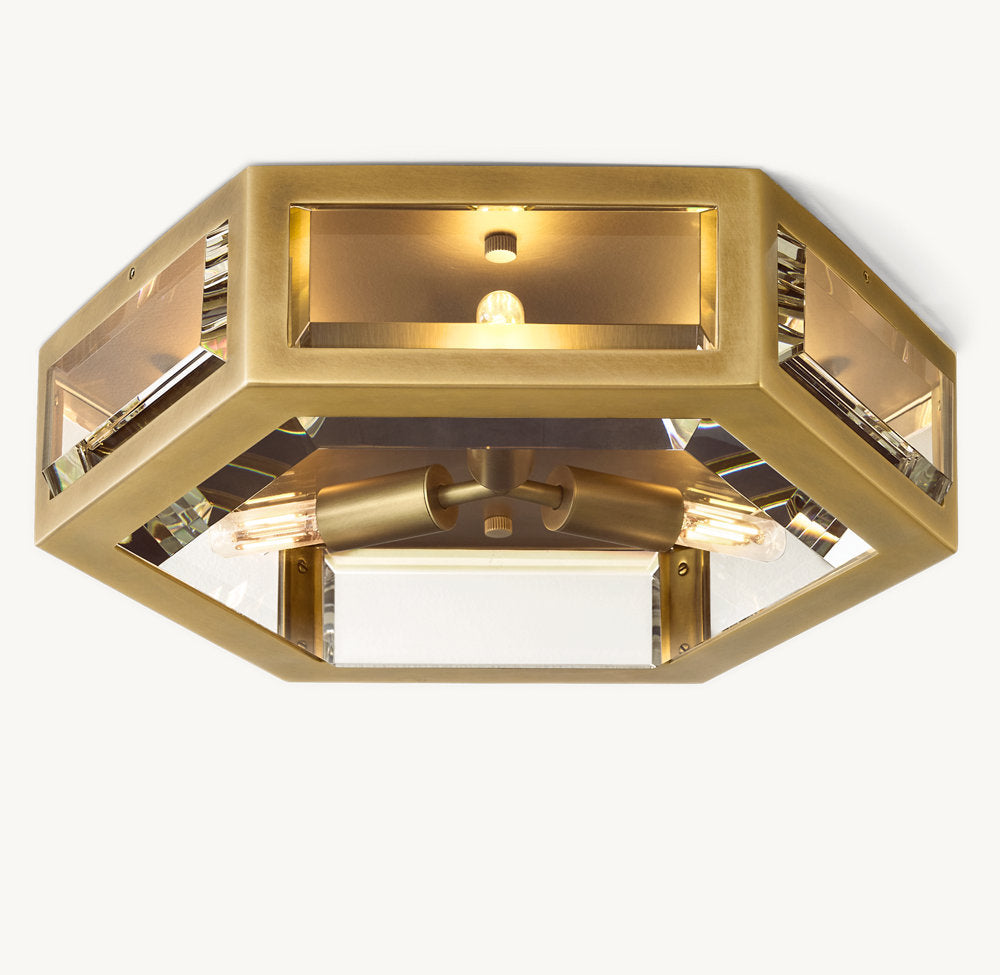 Sand-Cast Crystal Low-Profile Flush Mount
