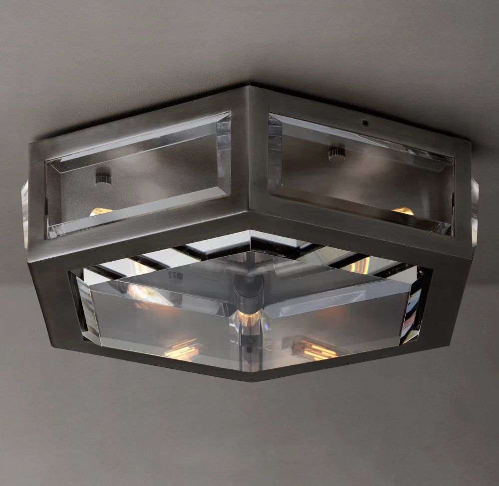 Sand-Cast Crystal Low-Profile Flush Mount