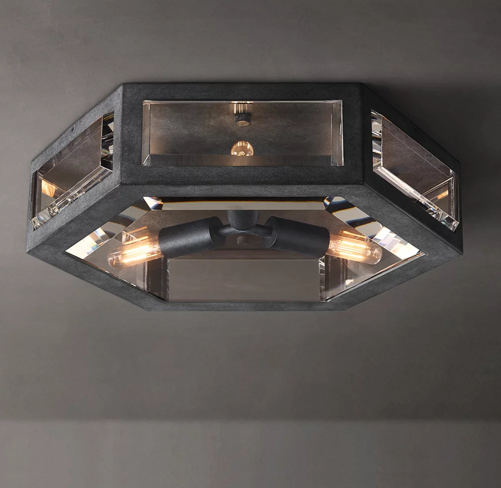 Sand-Cast Crystal Low-Profile Flush Mount
