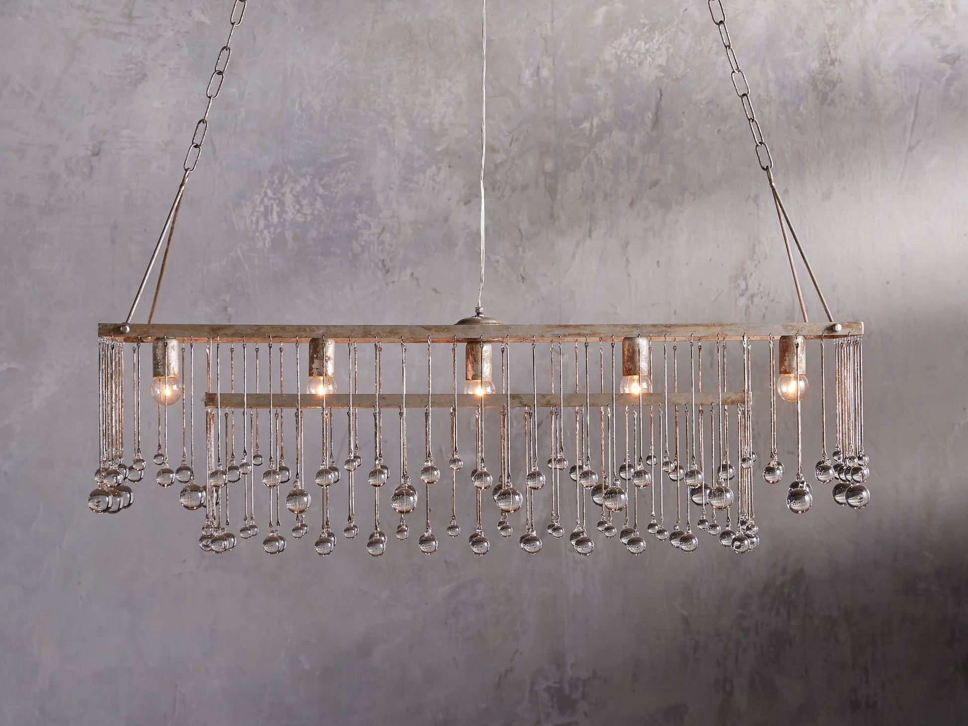 Silver Crystal Drop Cage Chandelier