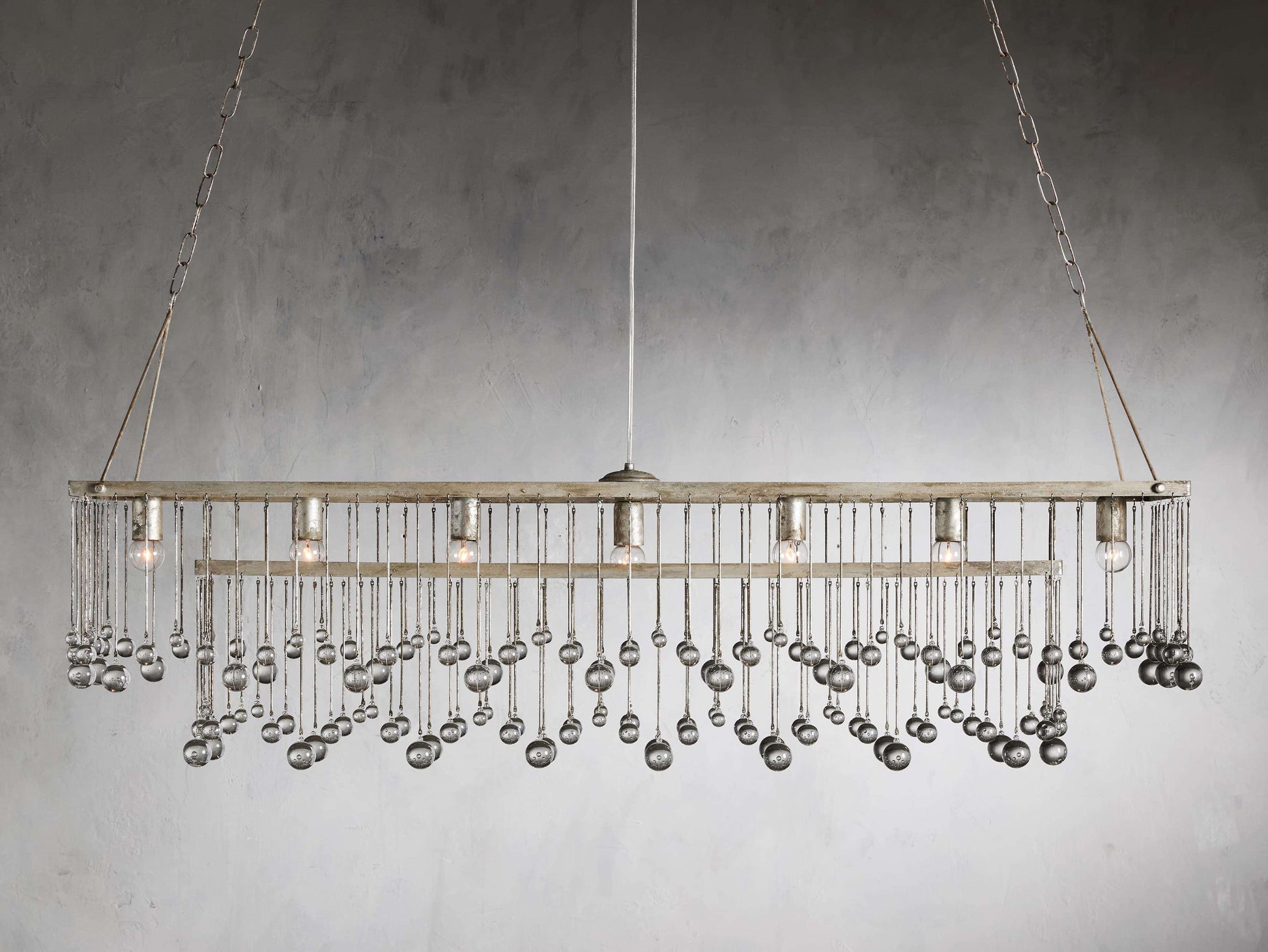 Silver Crystal Drop Cage Chandelier