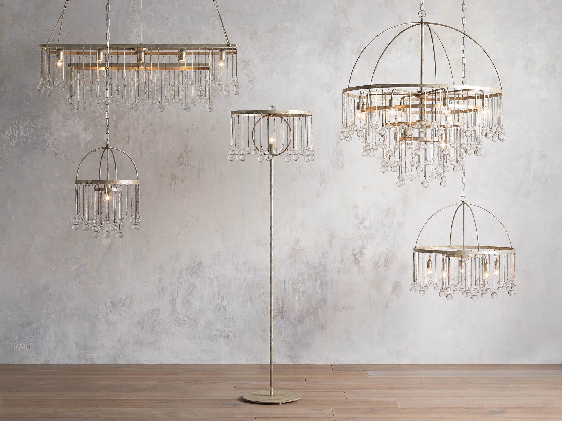 Silver Crystal Drop Cage Chandelier