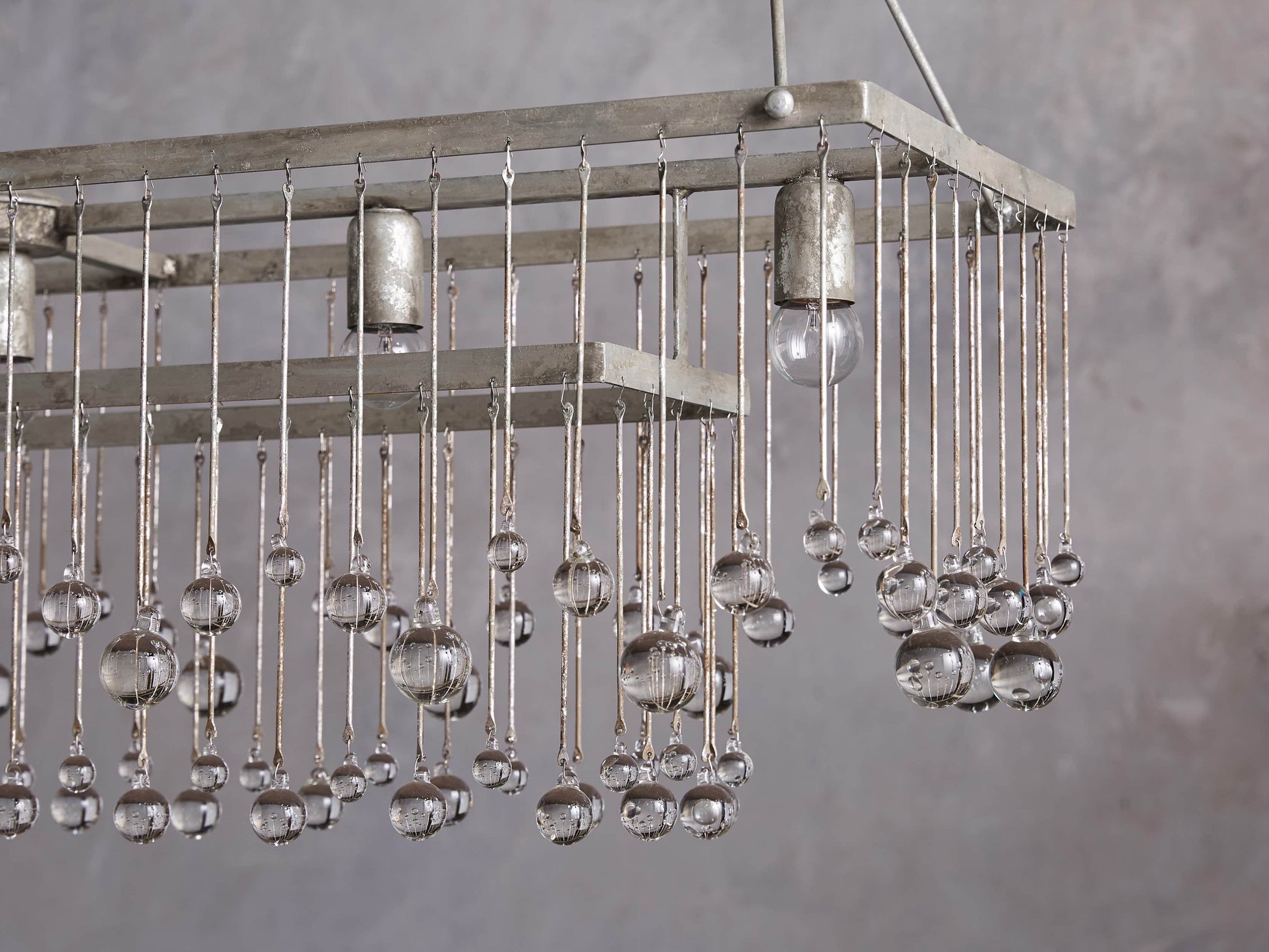Silver Crystal Drop Cage Chandelier