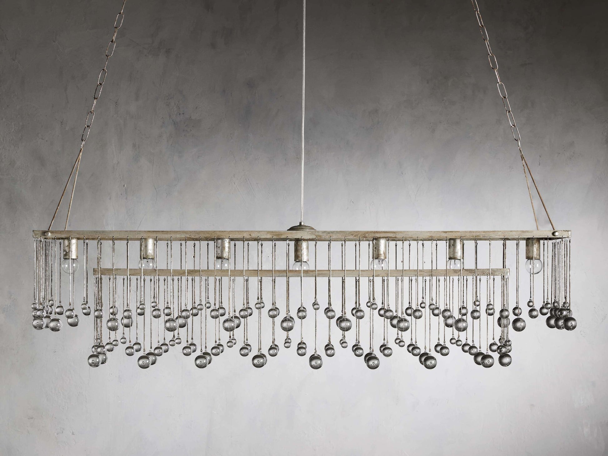 Silver Crystal Drop Cage Chandelier