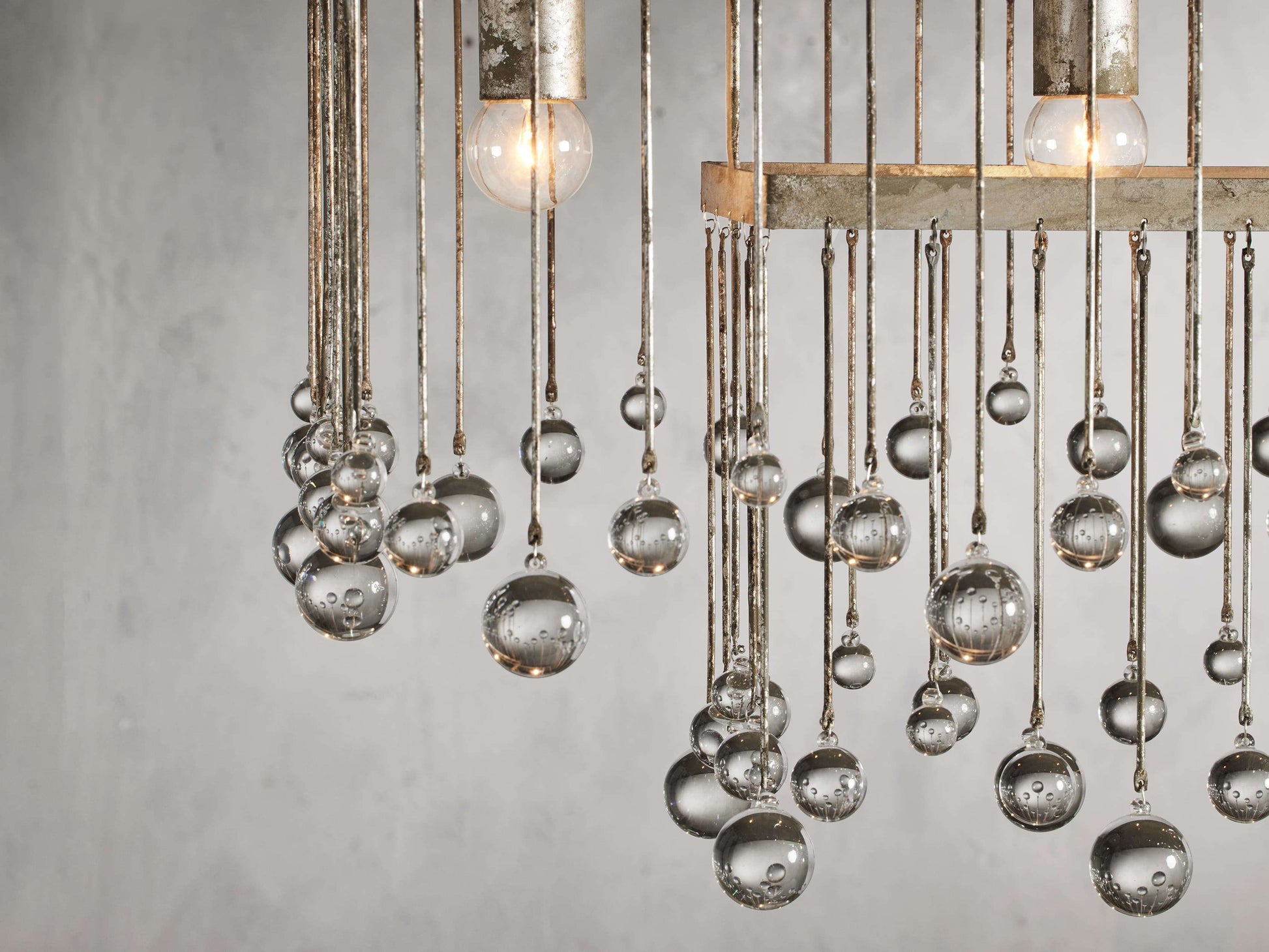 Silver Crystal Drop Cage Chandelier