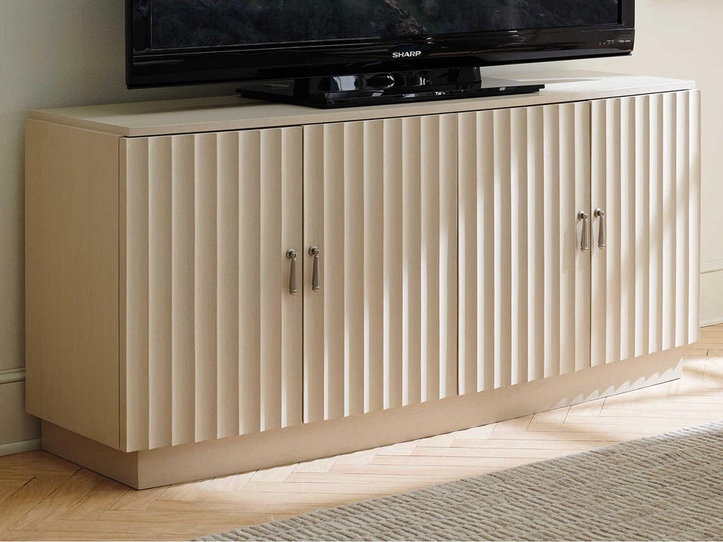 Cascades 64-Inch Oak Wood Media Console in Linen White