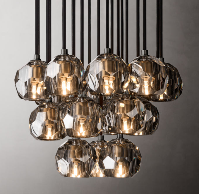 Smoke Crystal Orb Cluster Chandelier