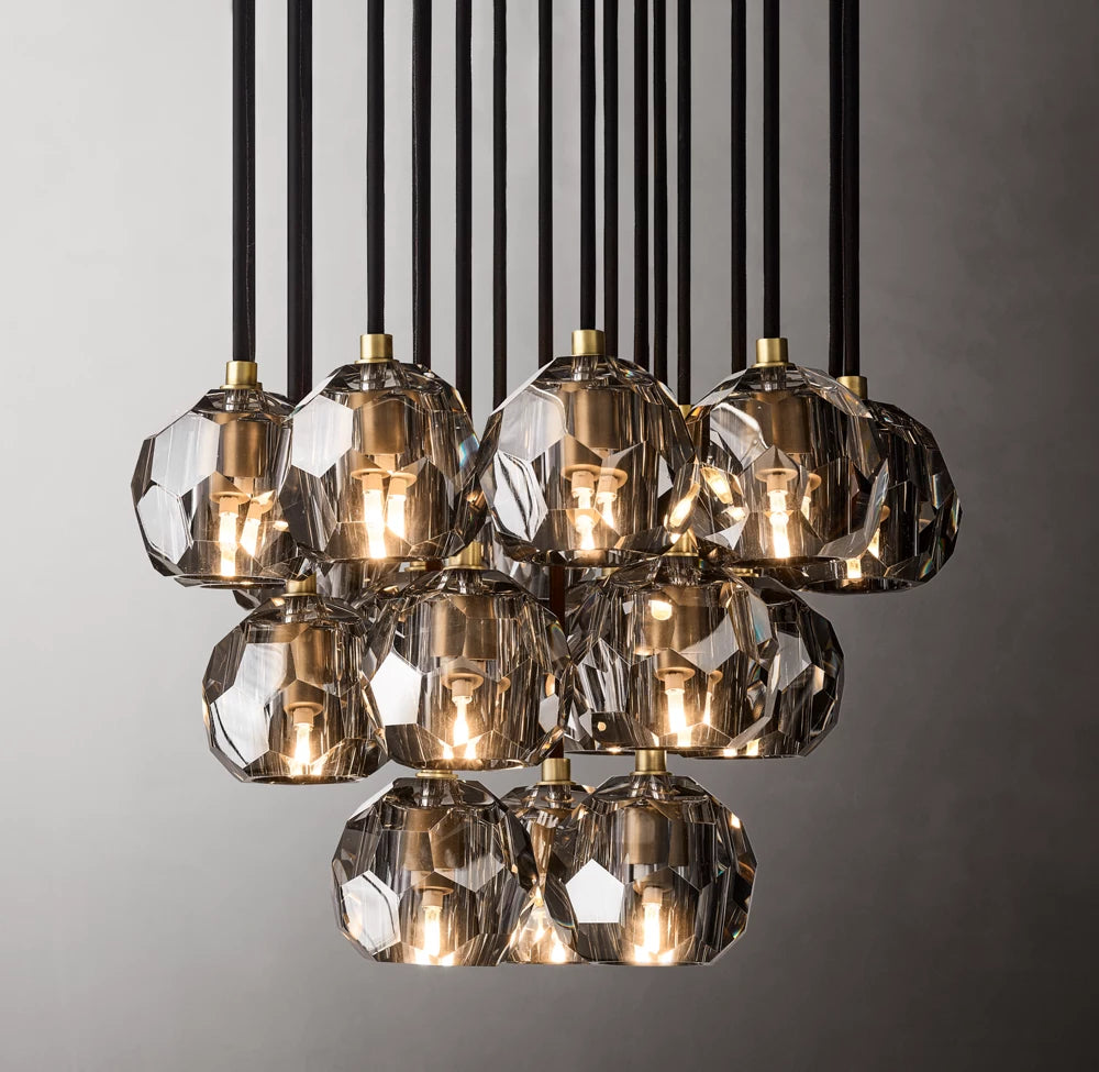 Smoke Crystal Orb Cluster Chandelier