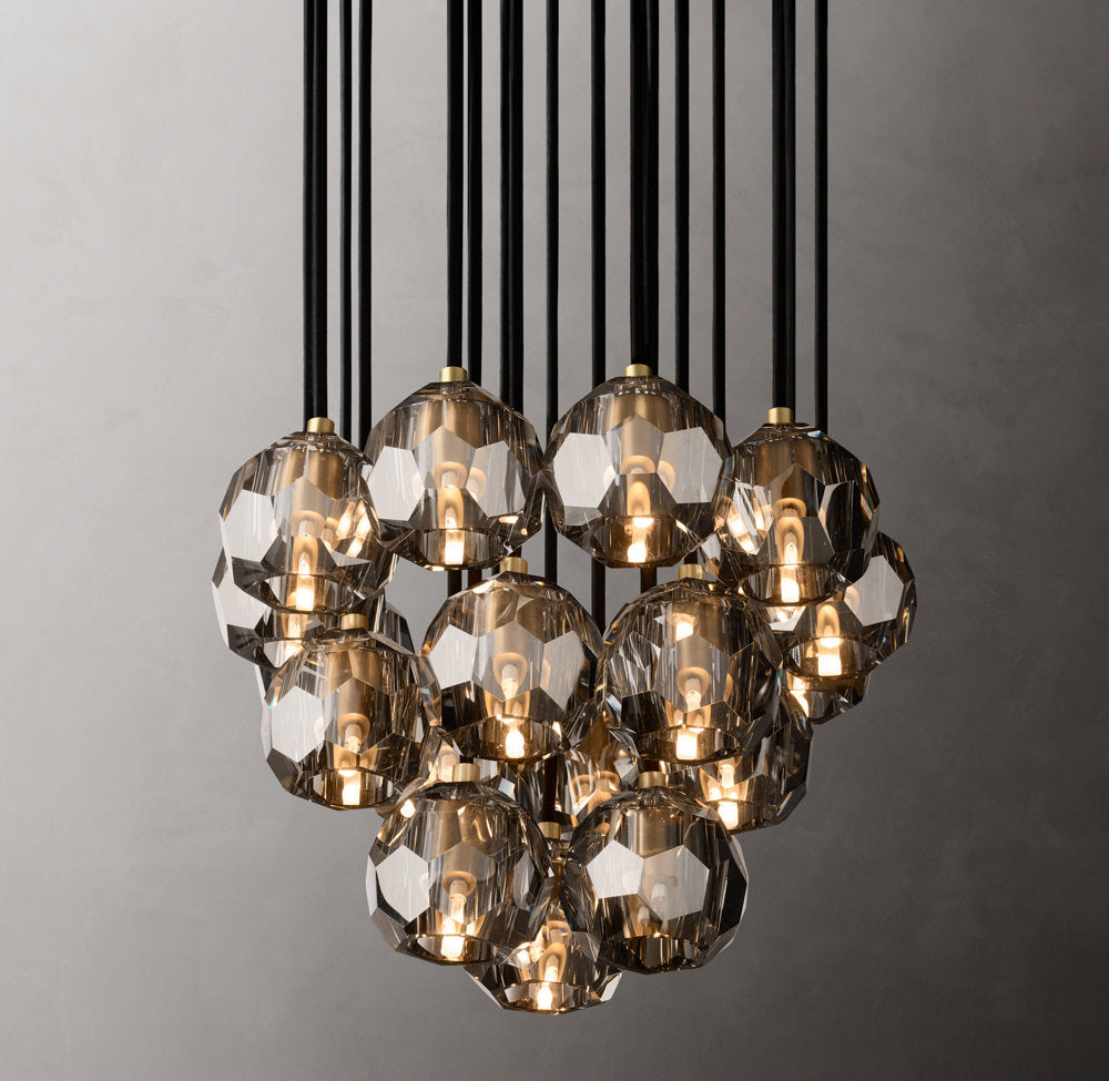 Smoke Crystal Orb Cluster Chandelier