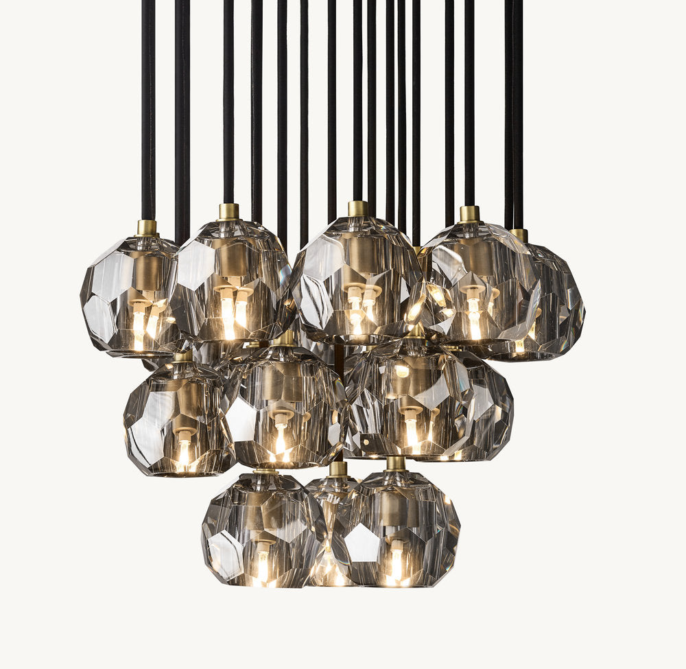 Smoke Crystal Orb Cluster Chandelier