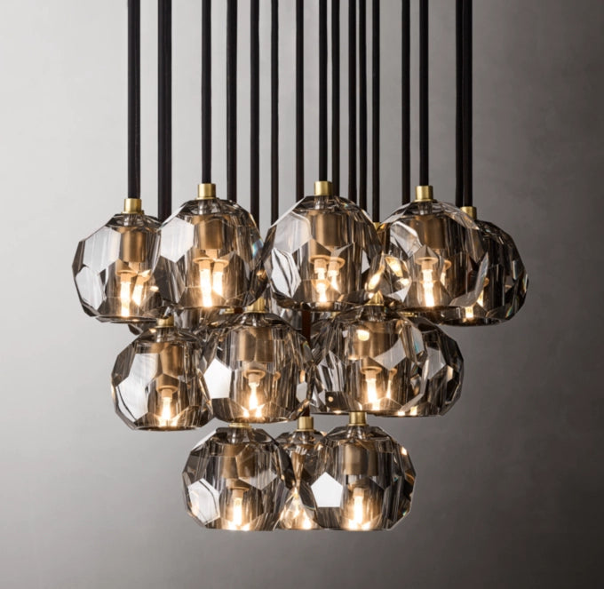 Smoke Crystal Orb Cluster Chandelier