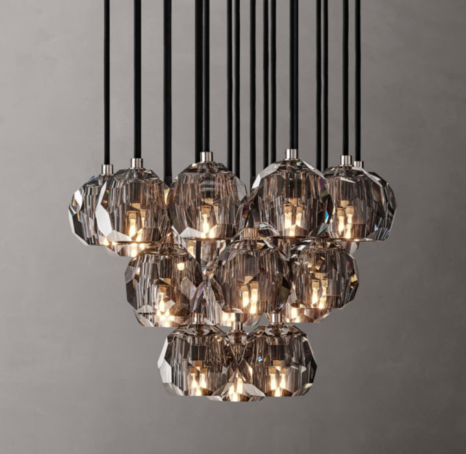 Smoke Crystal Orb Cluster Chandelier