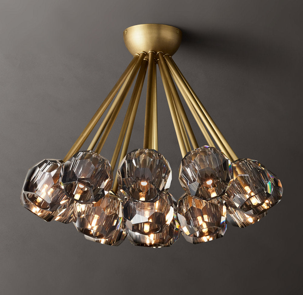 Smoke Crystal Orb Flush Mount