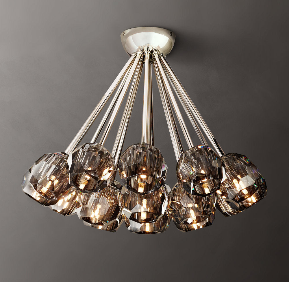 Smoke Crystal Orb Flush Mount