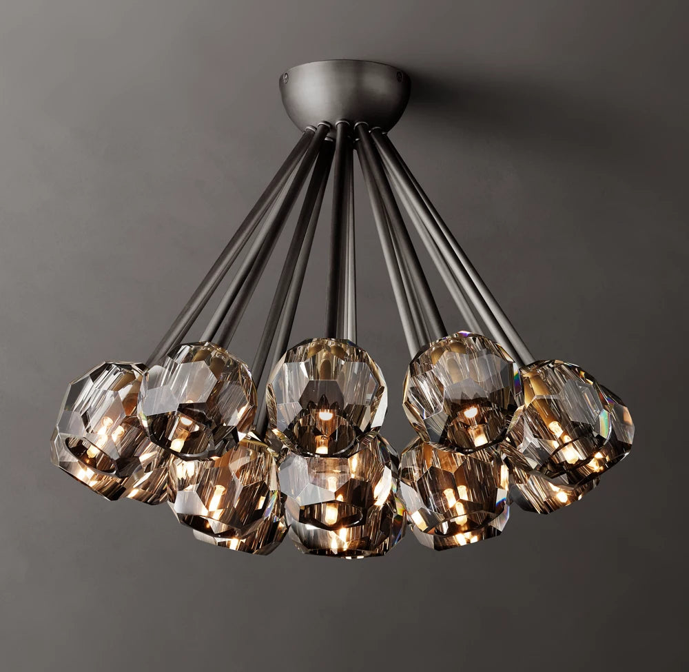 Smoke Crystal Orb Flush Mount