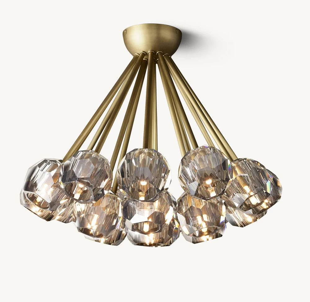 Smoke Crystal Orb Flush Mount