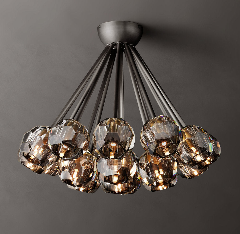 Smoke Crystal Orb Flush Mount