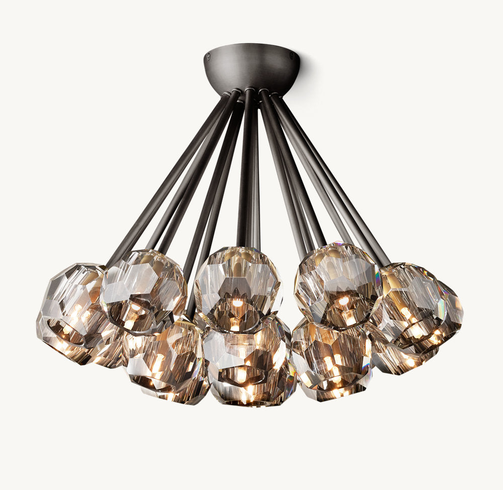 Smoke Crystal Orb Flush Mount