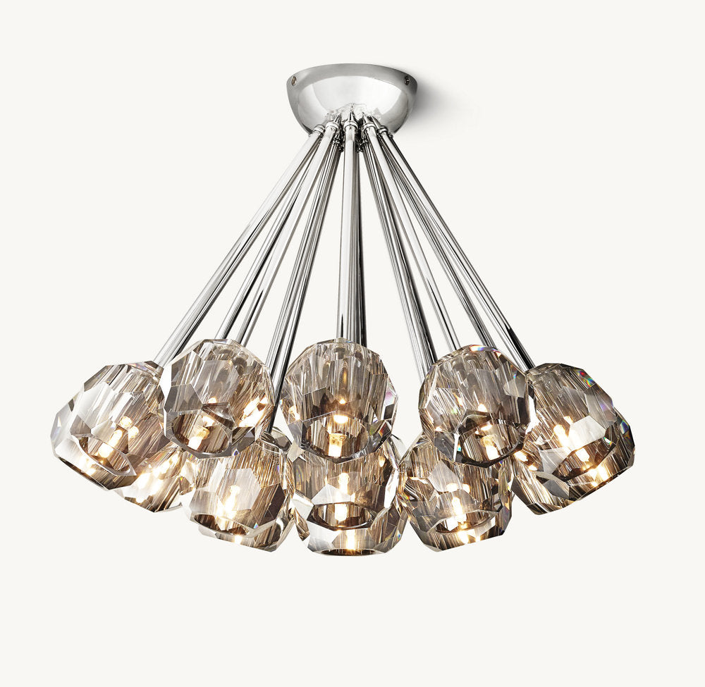 Smoke Crystal Orb Flush Mount