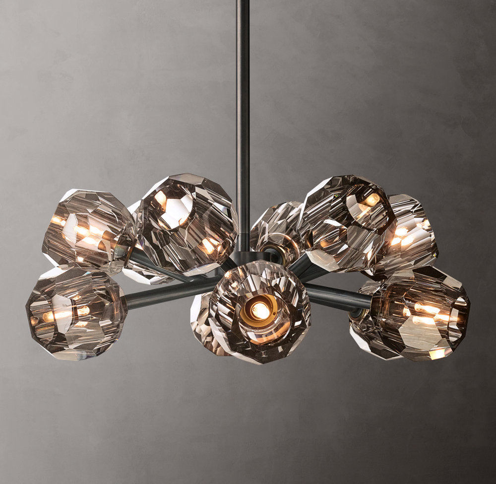 Smoke Crystal Sphere Ring Chandelier