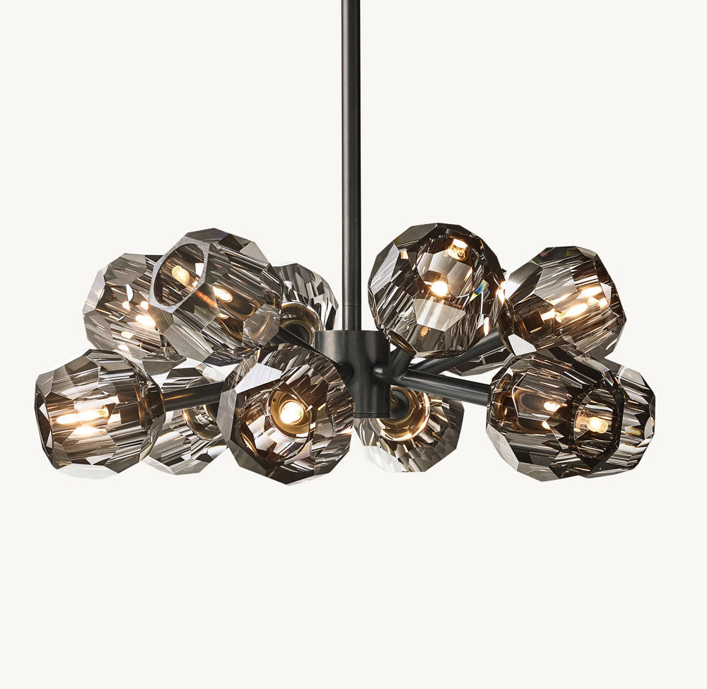 Smoke Crystal Sphere Ring Chandelier