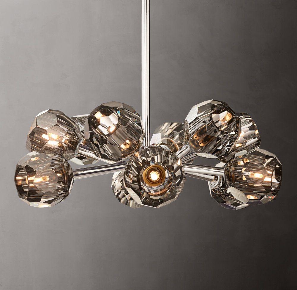 Smoke Crystal Sphere Ring Chandelier